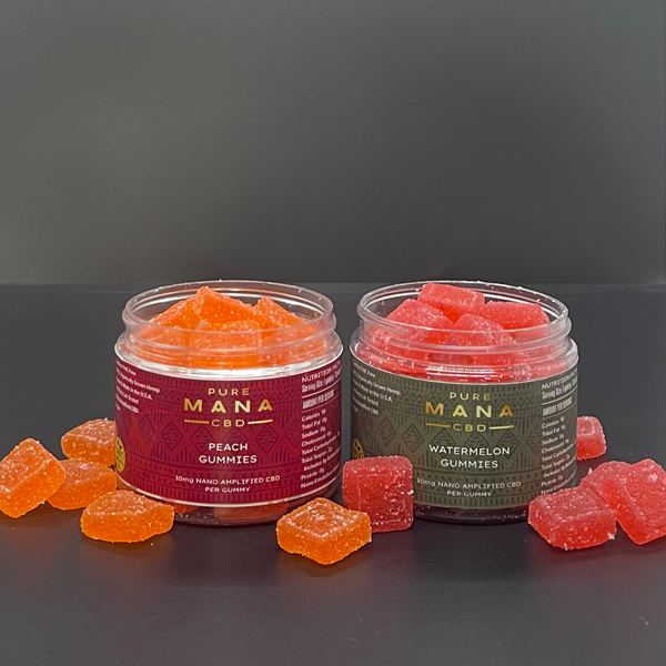🍑 Peach and 🍉 Watermelon Gummies : 40% OFF Heroes Discount - Pure Mana CBD